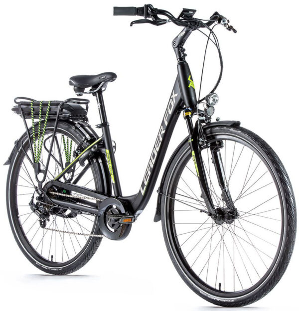 Bicicleta electrica de oras Leader Fox Park, 7 viteze, 5 trepte de asistare, suspensie, lock out, frana Tektro, acumulator LG